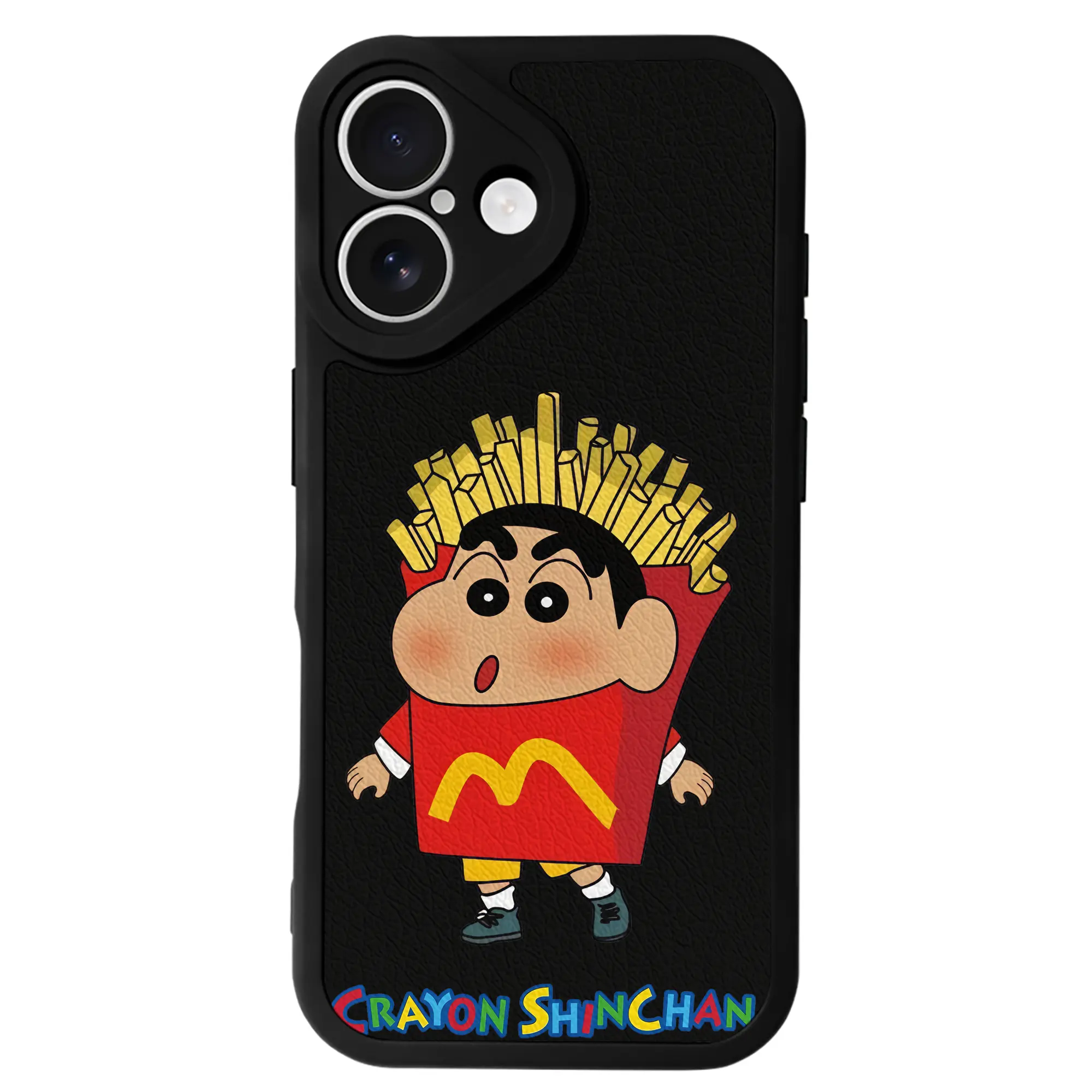 クレヨンしんちゃん グッズ 野原 しんのすけ - IPhone 16シリーズ対応 ・ シリコンスマホケース ・ レザー調 ・ 高精度フィット ・ 耐衝撃 ・ ワイヤレス充電対応 ・ 精密カット